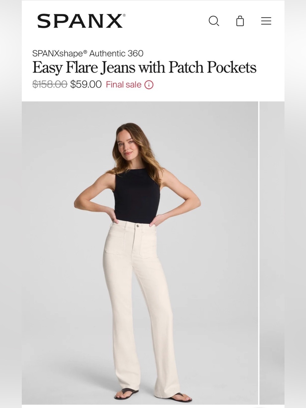 SPANX Easy Flare Wide-Leg Jeans in Cream